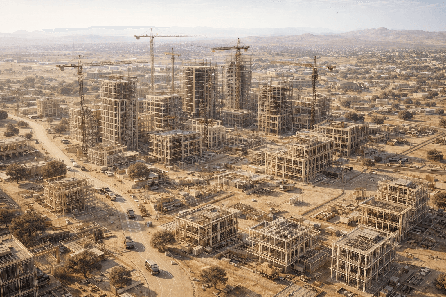 Wireframe city masterplan